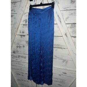 House Of Harlow Royal Blue Satin Pants XS STRETCH High Rise Elastic NWT Texture